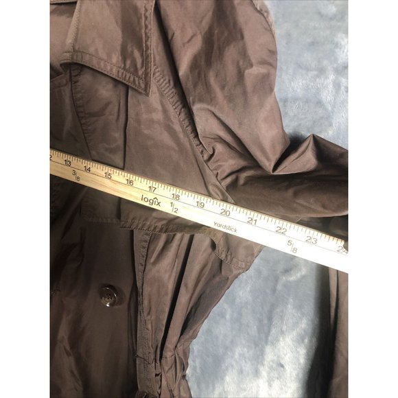 Daisy Fuentes 2 Button Woman’s Belted Wind Breaker Jacket Large Brown - Picture 9 of 13